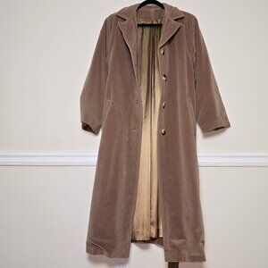 Vintage Elegant Man Made Cashmere Camel Brown Velour Belted Overcoat 2XL